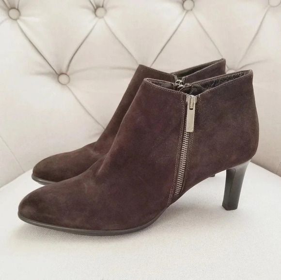 Aquatalia Brown Suede Leather Heeled Ankle Boots | 10 - Picture 1 of 9